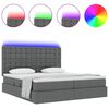 vidaXL Bett mit LED-Lichtleisten Dunkelgrau 200 x 200 cm Stoff
