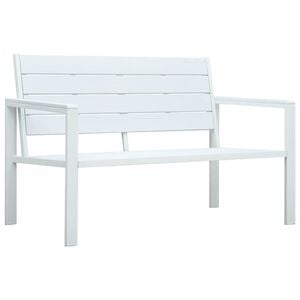 vidaXL Gartenbank 120 cm HDPE Wei&szlig; Holz-Optik