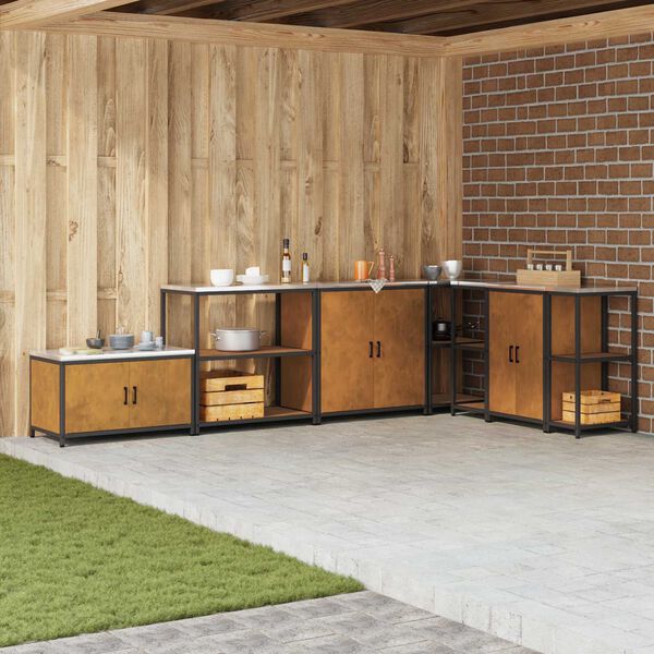 vidaXL K&uuml;chenaufbewahrung mit Regal Rostig 60 x 50 x 92 cm Stahl