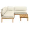 vidaXL Sofa Set mit Kissen Uni 4 pcs Creme Massivholz Akazie