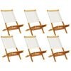 vidaXL Gartenst&uuml;hle 6 Stk. Klappbar Cremewei&szlig; Stoff und Massivholz