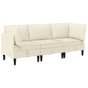 vidaXL Wohnzimmergarnitur 3 stk. Creme Stoff