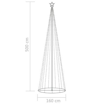 vidaXL Weihnachtsbaum in Kegelform 752 LEDs Warmweiß 160x500 cm