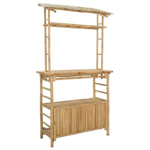 vidaXL Outdoor Bartisch mit Speicher Natur 110 x 50 x 210 cm Bambus