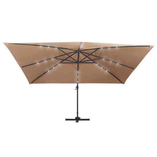 vidaXL Ampelschirm mit LED-Beleuchtung Alu-Mast 400x300 cm Taupe