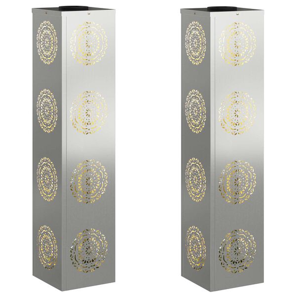 vidaXL Solar LED Weg Licht 2 pcs Silber Galvanisiertes Stahl