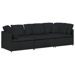 vidaXL Modulares Sofa mit Kissen Stoff Schwarz