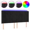 vidaXL LED Kopfteil Schwarz 183x16x118/128 cm Samt