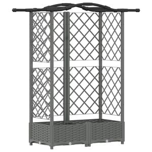 vidaXL Hochbeet mit Rankgitter und Dach Hellgrau 124 x 40 x 123 cm PP