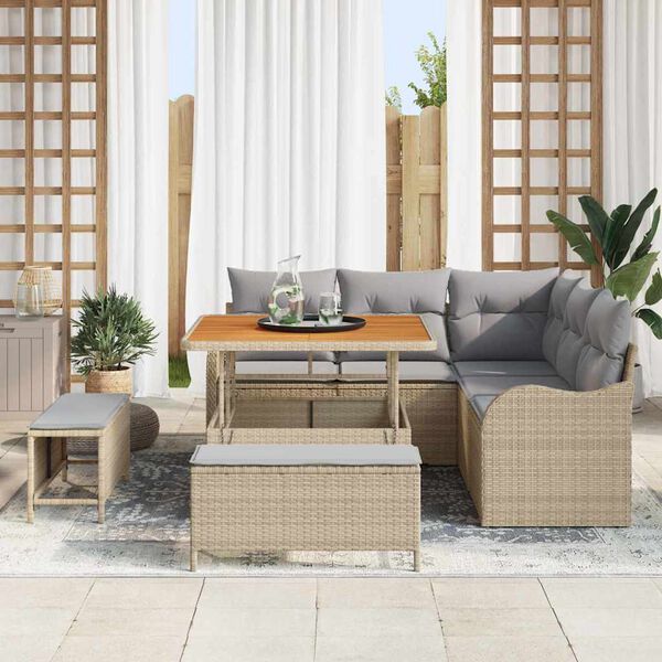 vidaXL Garten-Sofa-Set 8 pcs Beige Poly-Rattan