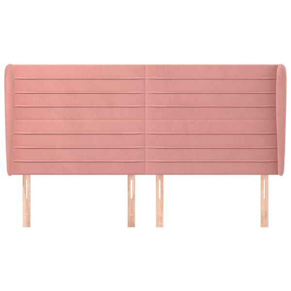 vidaXL Kopfteil mit Ohren Rosa 163x23x118/128 cm Samt