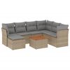 vidaXL 8-tlg. Garten-Sofagarnitur mit Kissen Beige Poly Rattan