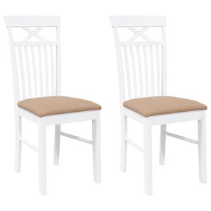 vidaXL Esszimmerst&uuml;hle mit Kissen 2 Stk. Wei&szlig; Massivholz Gummibaum