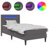 vidaXL Bettgestell mit Matratze Grau 90 x 190 cm Kunstleder