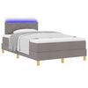 vidaXL LED Boxspringbett mit Matratze mit LED Taupe 120 x 200 cm Stoff