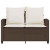 vidaXL Gartensofa 2-Sitzer mit Kissen & Tisch Braun Poly Rattan