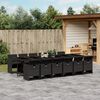 vidaXL 13-tlg. Garten-Essgruppe mit Kissen Schwarz Poly Rattan