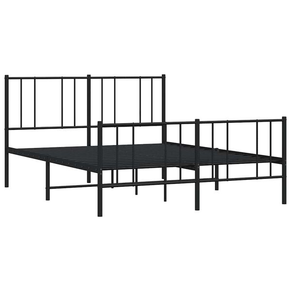 vidaXL Bettgestell mit Kopf- und Fußteil Metall Schwarz 135x190 cm