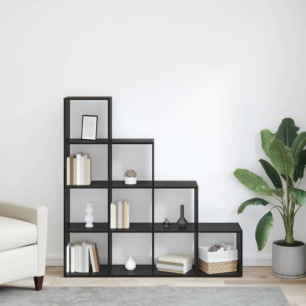 vidaXL Raumteiler B&uuml;cherregal Schwarz Eichen-Optik