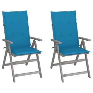 vidaXL Verstellbare Gartenst&uuml;hle 2 Stk. mit Auflagen Massivholz Akazie