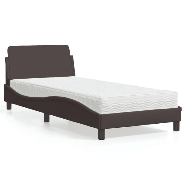 vidaXL Bett mit Matratze "Dover" Dunkelbraun 90x190 cm Stoff