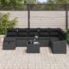 vidaXL Garten-Sofa-Set mit Kissen 9 pcs Schwarz Poly Rattan