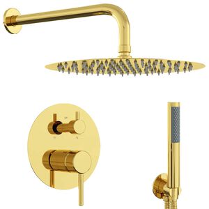 vidaXL Verdecktes Duschsystem (Rund) Gold Edelstahl 201