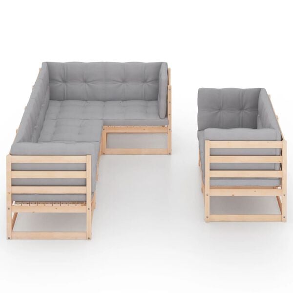 vidaXL 7-tlg. Garten-Lounge-Set mit Kissen Massivholz Kiefer