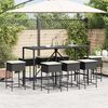 vidaXL 9-tlg. Gartenbar-Set mit Kissen Schwarz Poly Rattan
