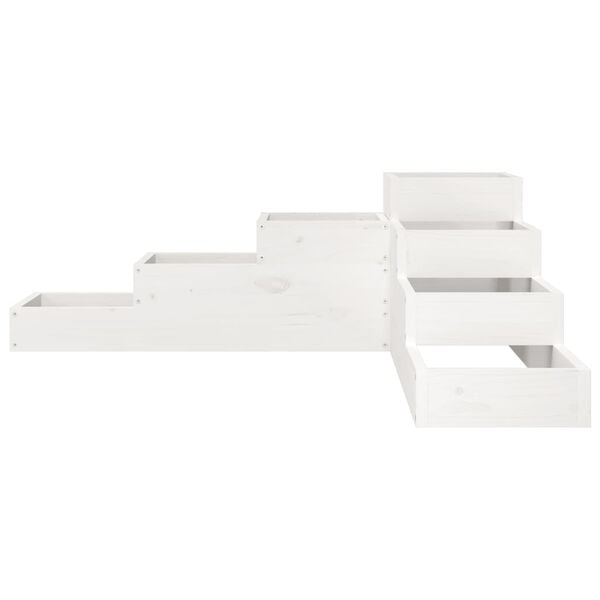 vidaXL Pflanzentreppe 4 Stufen 106x104,5x36 cm Wei&szlig; Massivholz Kiefer