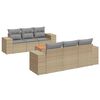 vidaXL 7-tlg. Garten-Sofagarnitur mit Kissen Beige Poly Rattan