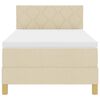 vidaXL Boxspringbett mit Kissen mit Kopfteil Creme 90 x 190 cm Stoff