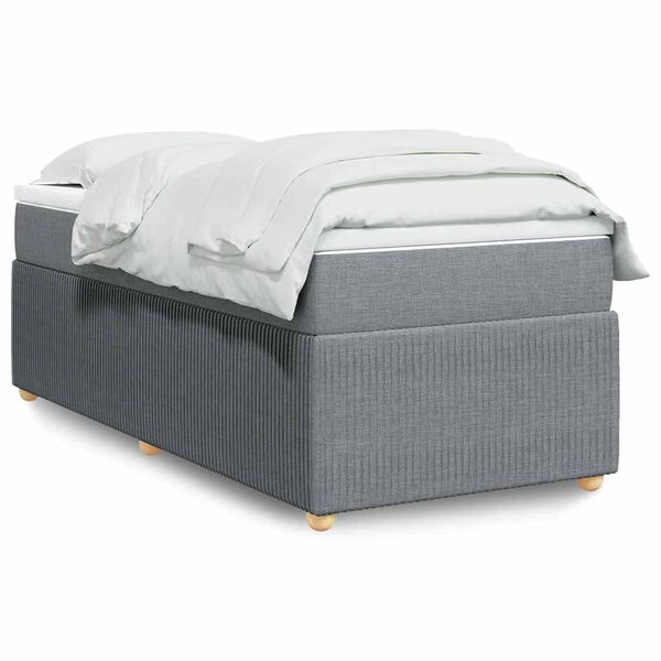 vidaXL Boxspringbett mit Matratze Hellgrau 90x190 cm Stoff
