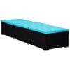 vidaXL Sonnenliege mit Auflage und Teetisch Poly Rattan Blau