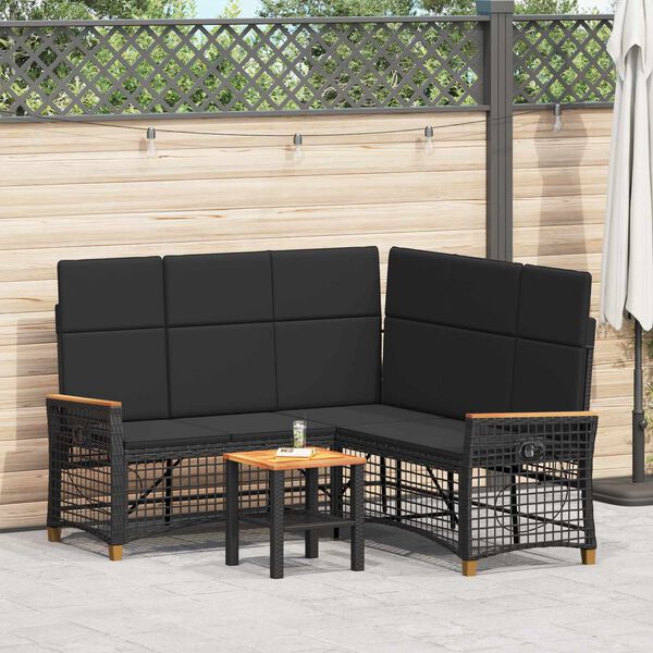 vidaXL Garten Liegesofa Set Schwarz 164 x 164 x 112 cm Poly-Rattan