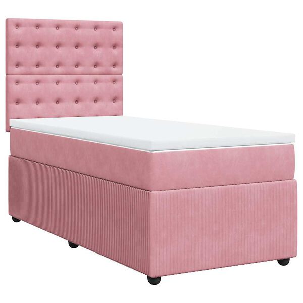 vidaXL Boxspringbett mit Matratze Rosa 80x200 cm Samt