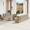 vidaXL Gartensofa-set mit Kissen mit Speicher 10 pcs Beige Poly Rattan