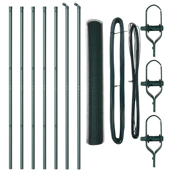 vidaXL Zaunpfosten Gr&uuml;n 10 x 1 m (25 mm Maschen) Stahl und PVC