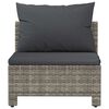vidaXL Garten-Mittelsofa mit Kissen Grau Poly Rattan
