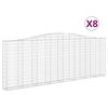 vidaXL Gabionen mit Hochbogen 8 Stk. 400x30x140/160cm Verzinktes Eisen