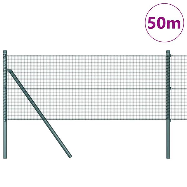 vidaXL Zaunpfosten Gr&uuml;n 50 x 0,6 m (12 x 12 mm Masche) Stahl und PVC
