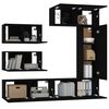 vidaXL 6-tlg. TV-Schrank-Set Schwarz Holzwerkstoff