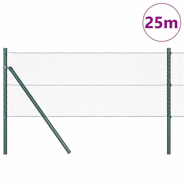 vidaXL Zaunpfosten Gr&uuml;n 25 x 0,6 m (13 mm Maschen) Stahl und PVC