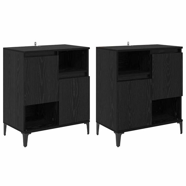 vidaXL Sideboards 2 pcs Schwarz Eichen-Optik 60 x 35 x 70 cm