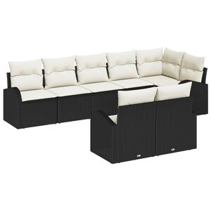 vidaXL Gartensofa-set mit Kissen 8 pcs Schwarz und Wei&szlig; Poly-Rattan