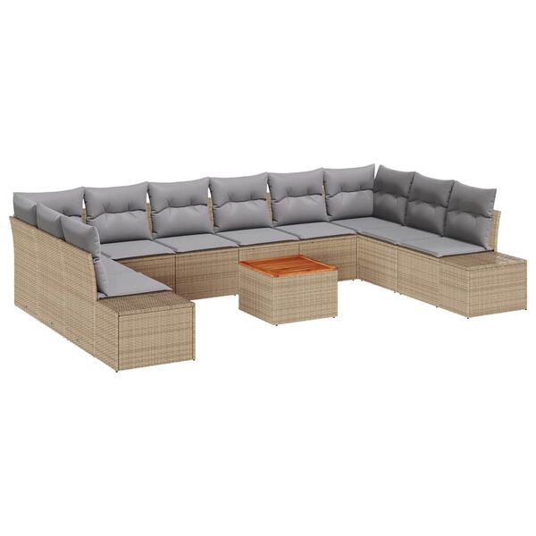 vidaXL Garten-Sofa-Set 11 pcs Beige und Hellgrau