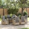 vidaXL Garten Essgruppe 7 pcs Beige und Hellgrau Poly-Rattan