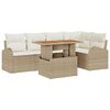 vidaXL Garten-Sofa-Set mit Speicher 6 pcs Beige Poly Rattan