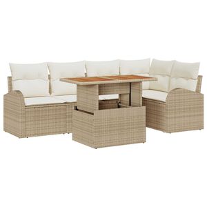 vidaXL Garten-Sofa-Set mit Speicher 6 pcs Beige Poly Rattan