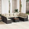 vidaXL Gartensofa-set 10 pcs Schwarz und Creme Poly-Rattan
